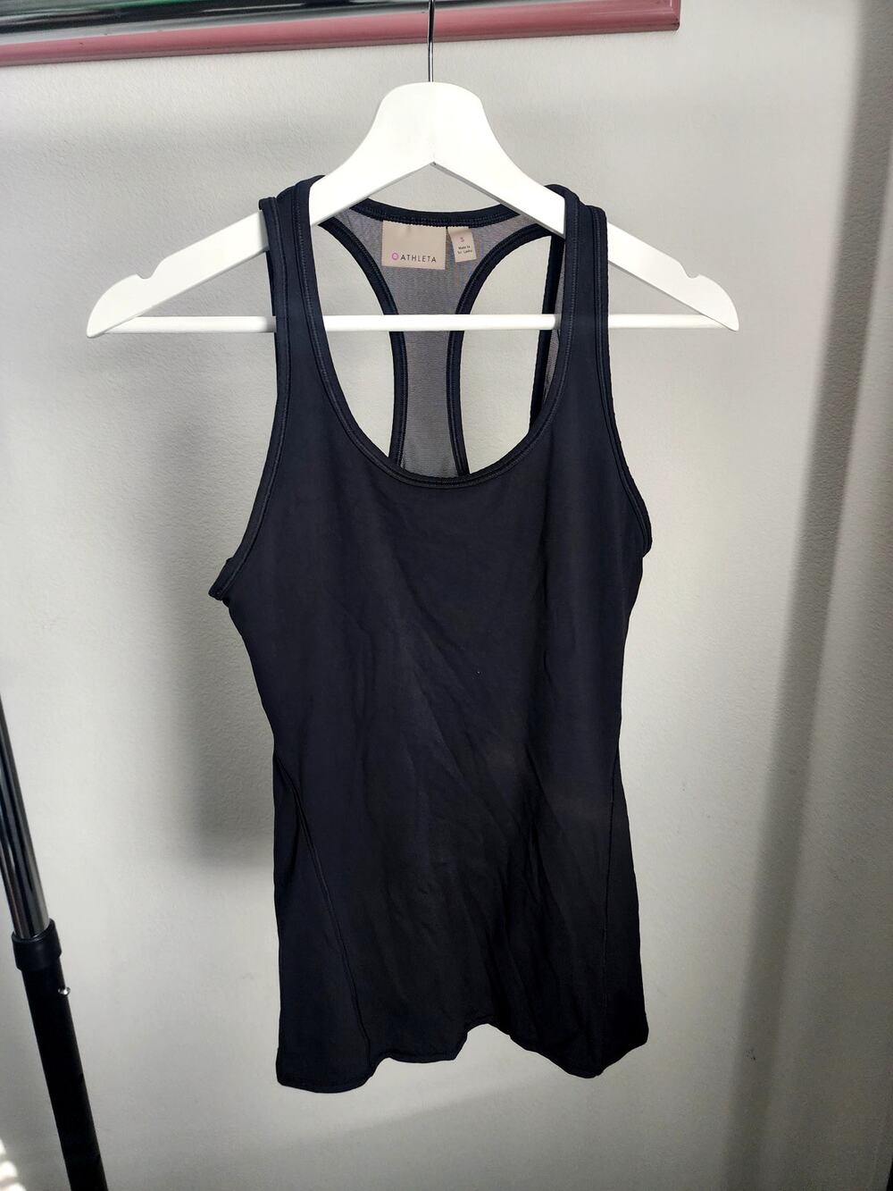 Athleta Black Mesh Racerback Sport Tank Top Size S